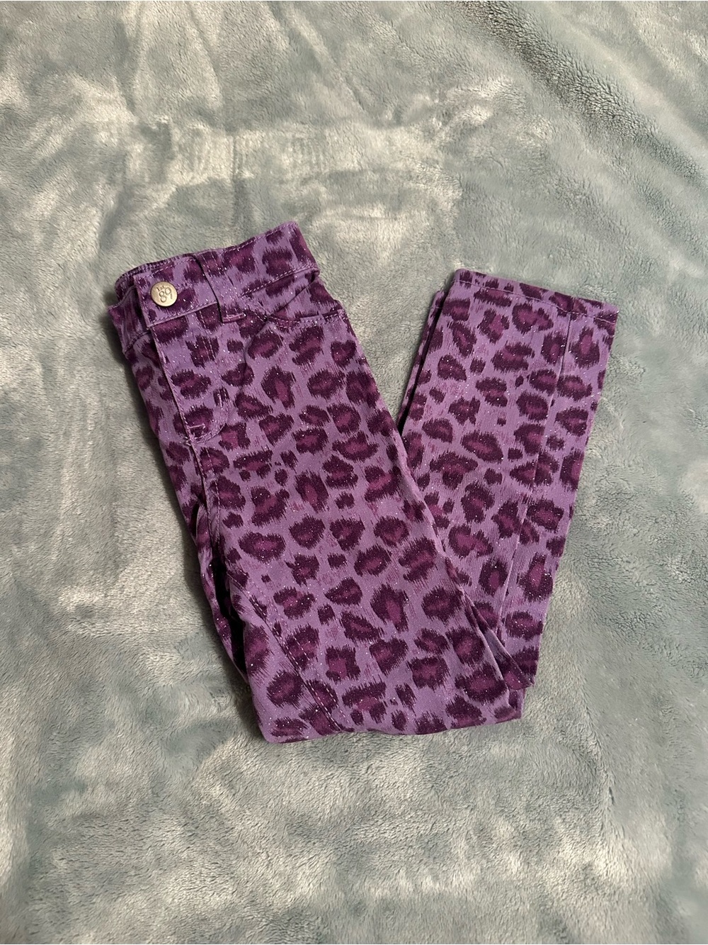 NWOT Girl's sparkly purple cheetah print pants